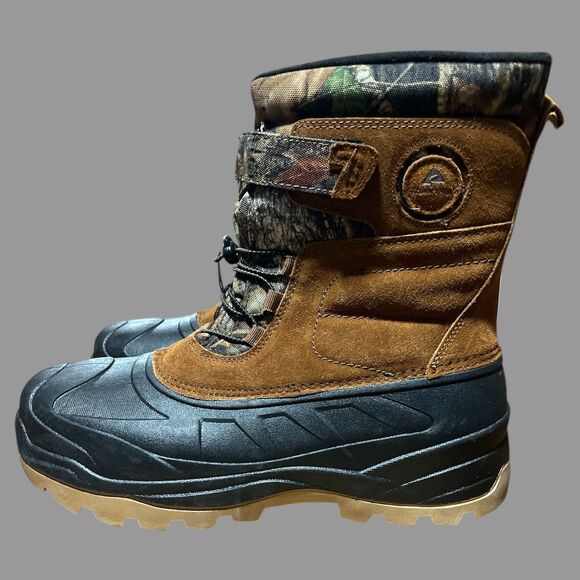 Ozark Trail Men’s Size 13 Snow Boots Mossy Oak Camo Brown Suede Waterproof - Picture 5 of 10